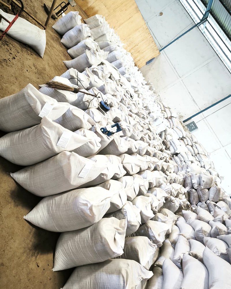 Rows of Bags Ready to Ship — Palm Kernel Expeller, East Kalimantan